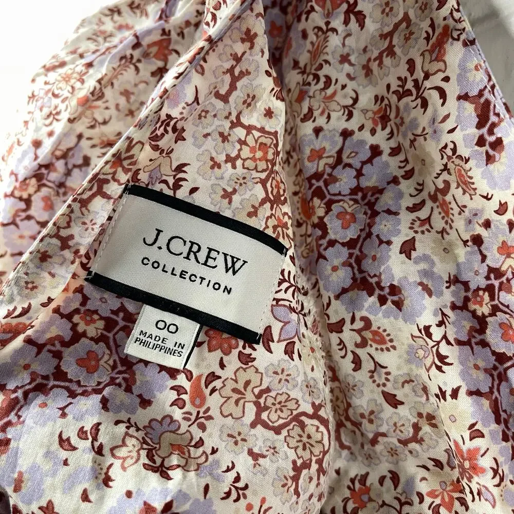 J Crew Collection Puff Sleeve Peplum Top Size 00 Floral Print